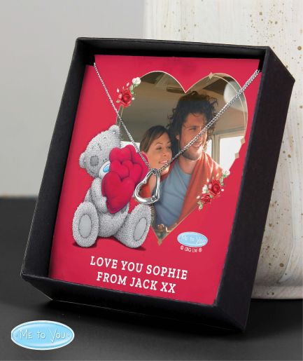 Personalised Me To You Valentines Photo Upload Sentiment Silver Tone Necklace and Box