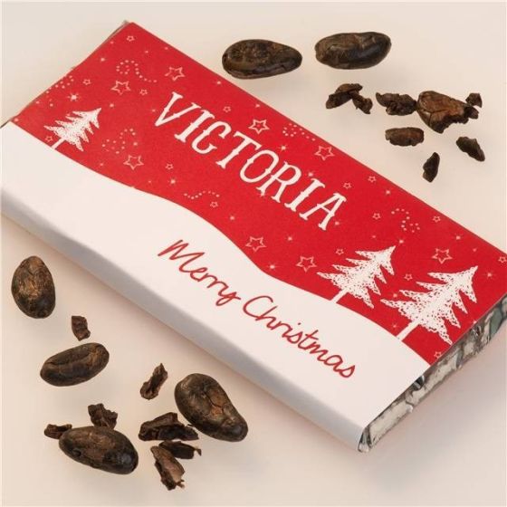 Personalised Christmas Chocolate Bar Snowy Trees