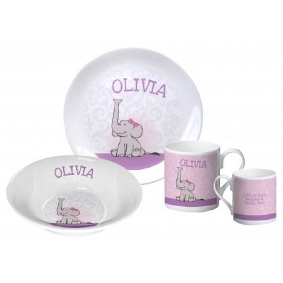Baby Girl Elephant Breakfast Set