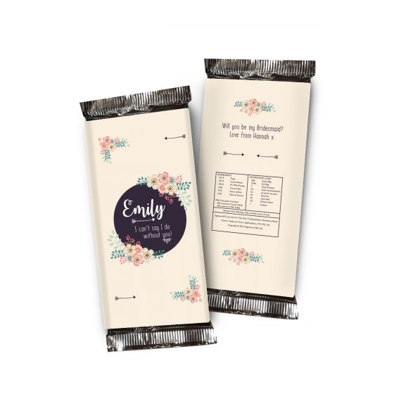 Cant Say I Do Without You Floral Chocolate bar