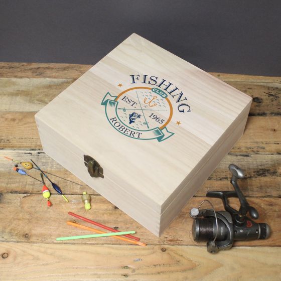 Fishing Club Wooden Storage Box