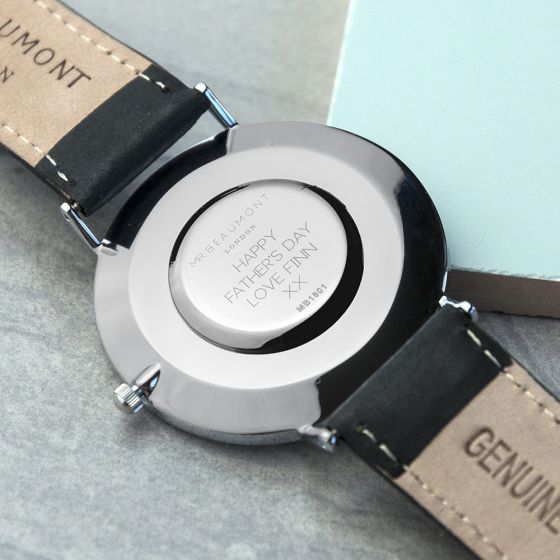 Men's Modern-Vintage Personalised Leather Watch In Black