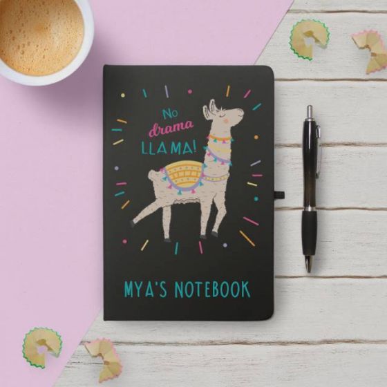 No Drama Llama Black Notebook
