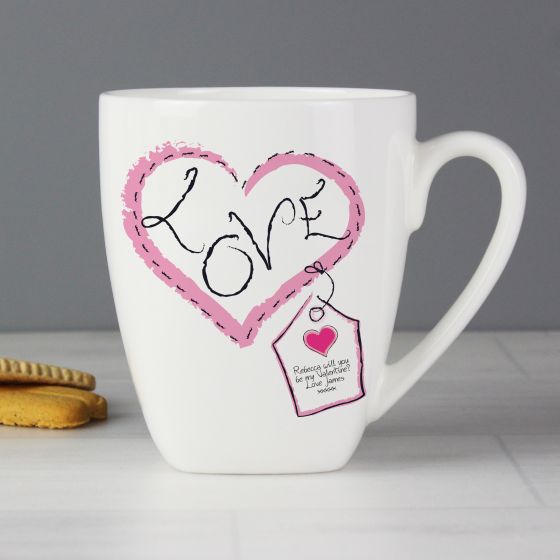 Personalised Heart Stitch Love Latte Mug