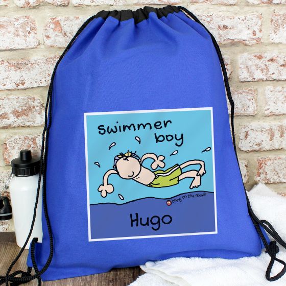 Personalised Bang On The Door Swimmer Boy Swim & Kit Bag
