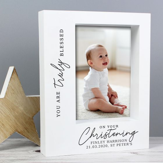 Personalised 'Truly Blessed' Christening 7x5 Box Photo Frame
