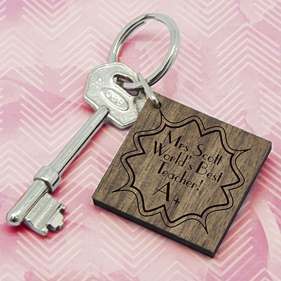 Personalised A+ Teacher Square Keyring 