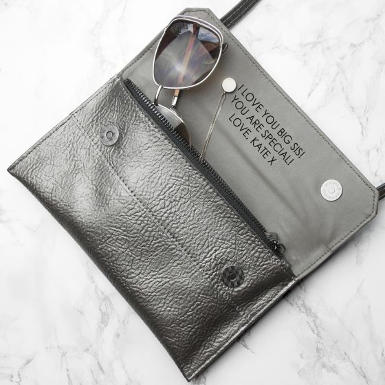 Personalised Metallic Leather Clutch Bag